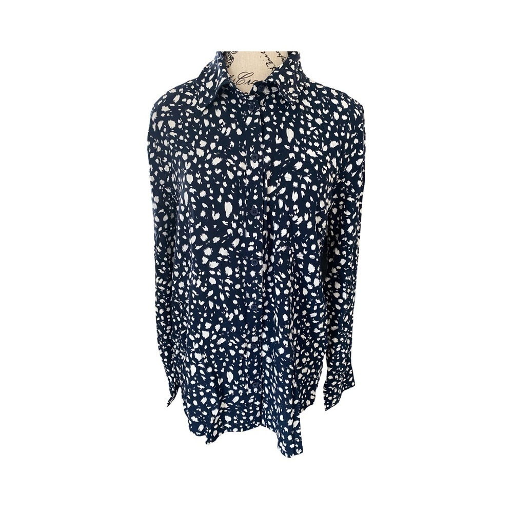 Cosmic Blue Love Navy Spotted Long Sleeve Shirt Top NWT Size S
